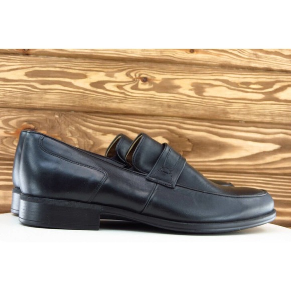 724 Forex Shoes Sz 43 M Almond‎ Toe Black Loafer Leather Men 2538 main image 5
